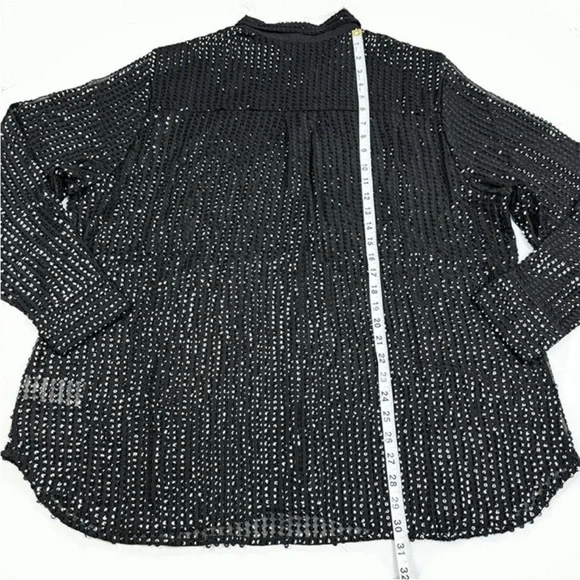 GAP black semi sheer sequin shirt XXL NWT - Picture 5 of 13
